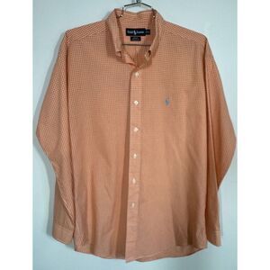 Ralph Lauren‎ Men's Long Sleeve Blake Button Down Shirt Orange White Check Sz XL